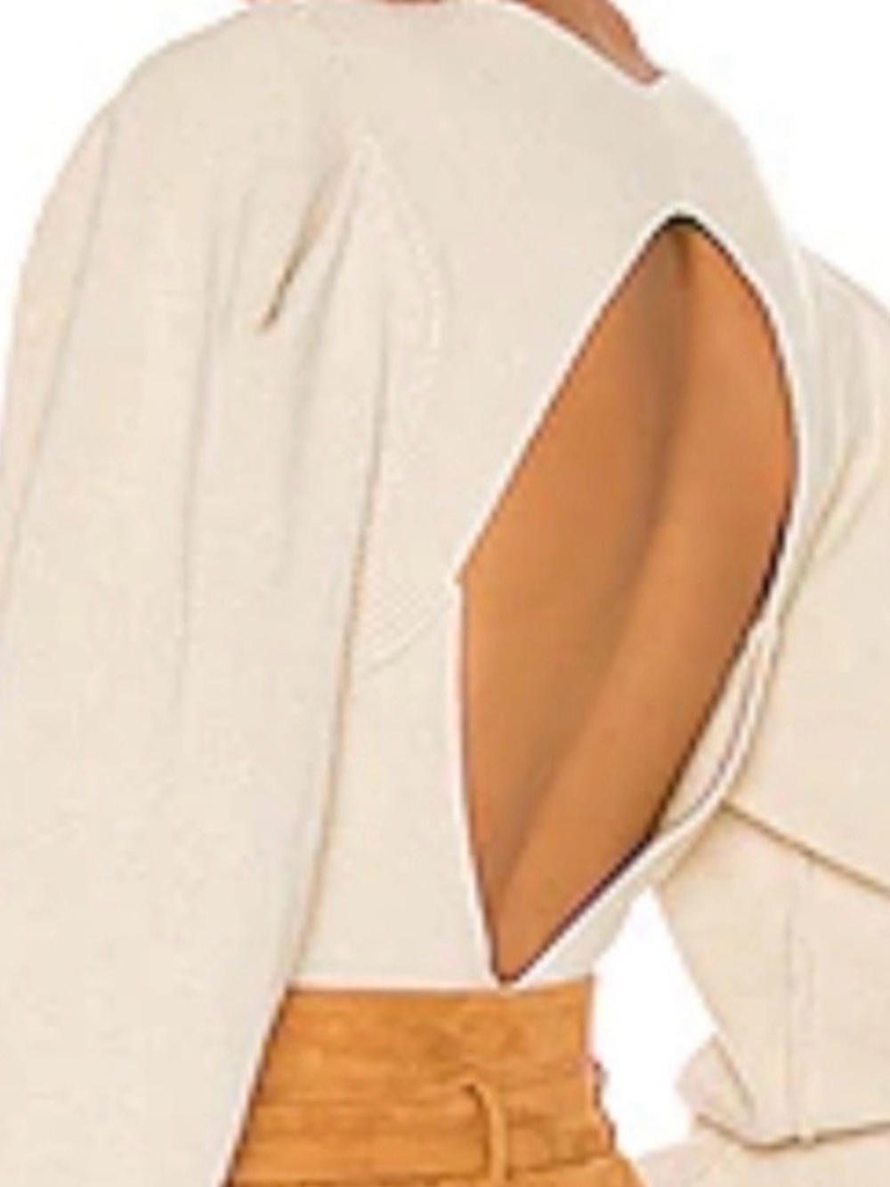 Free People Cream Open-Back Scoop-Neck Knit Sweater